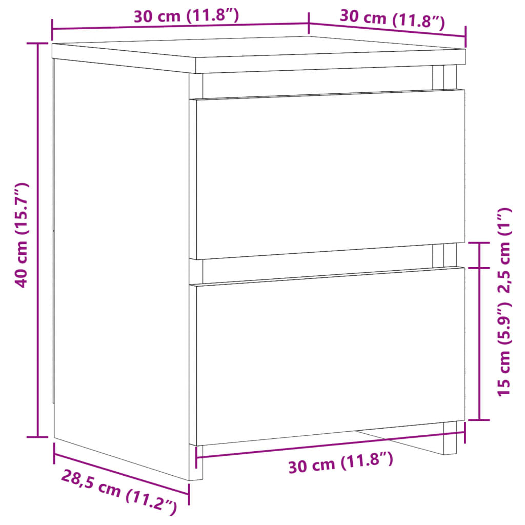 sengeborde 2 stk. 30x30x40 cm konstrueret træ antikt trælook