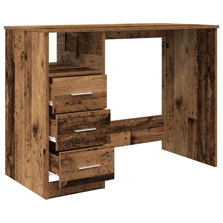 skrivebord 102x50x76 cm konstrueret træ antikt trælook