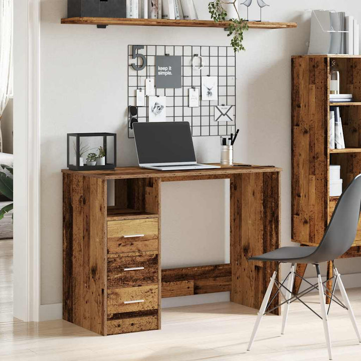 skrivebord 102x50x76 cm konstrueret træ antikt trælook