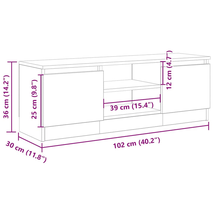 tv-bord 102x30x36 cm konstrueret træ antikt trælook