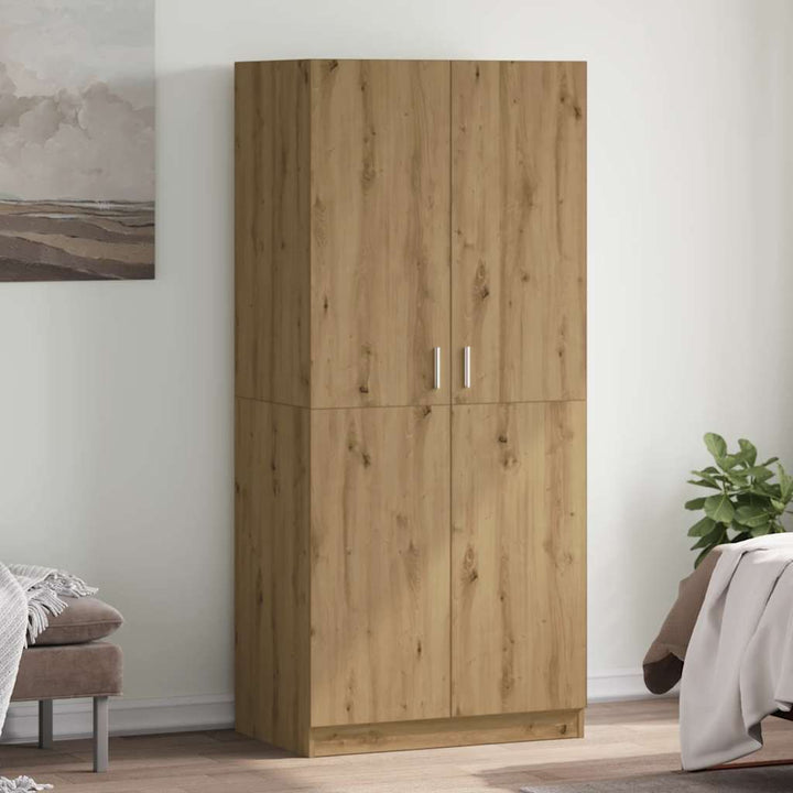 klædeskab 80x52x180 cm konstrueret træ egetræslook
