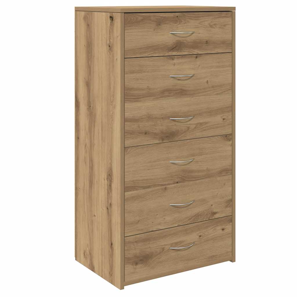 skænk med 6 skuffer 50x34x96 cm konstrueret træ artisan egetræ
