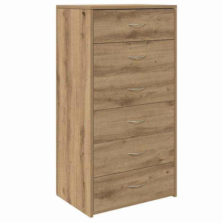 skænk med 6 skuffer 50x34x96 cm konstrueret træ artisan egetræ