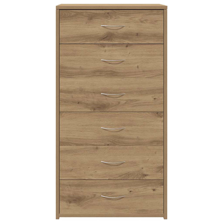 skænk med 6 skuffer 50x34x96 cm konstrueret træ artisan egetræ