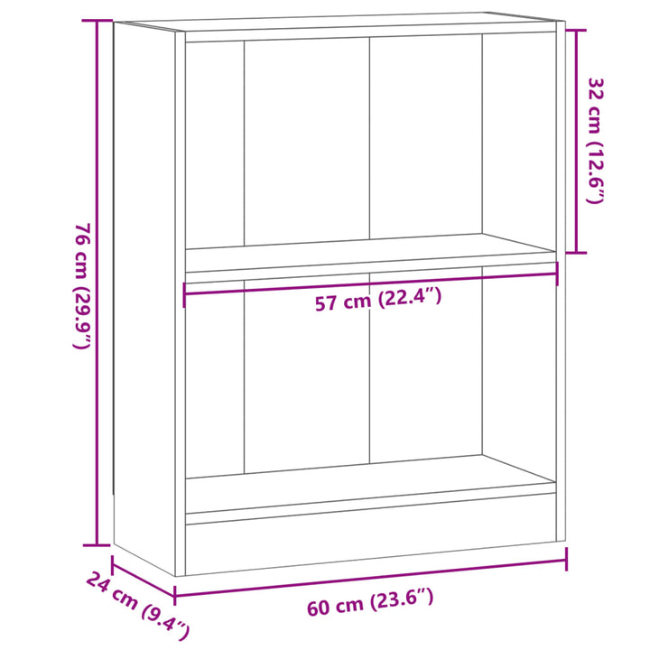 bogreol 60x24x76 cm konstrueret træ antikt træ