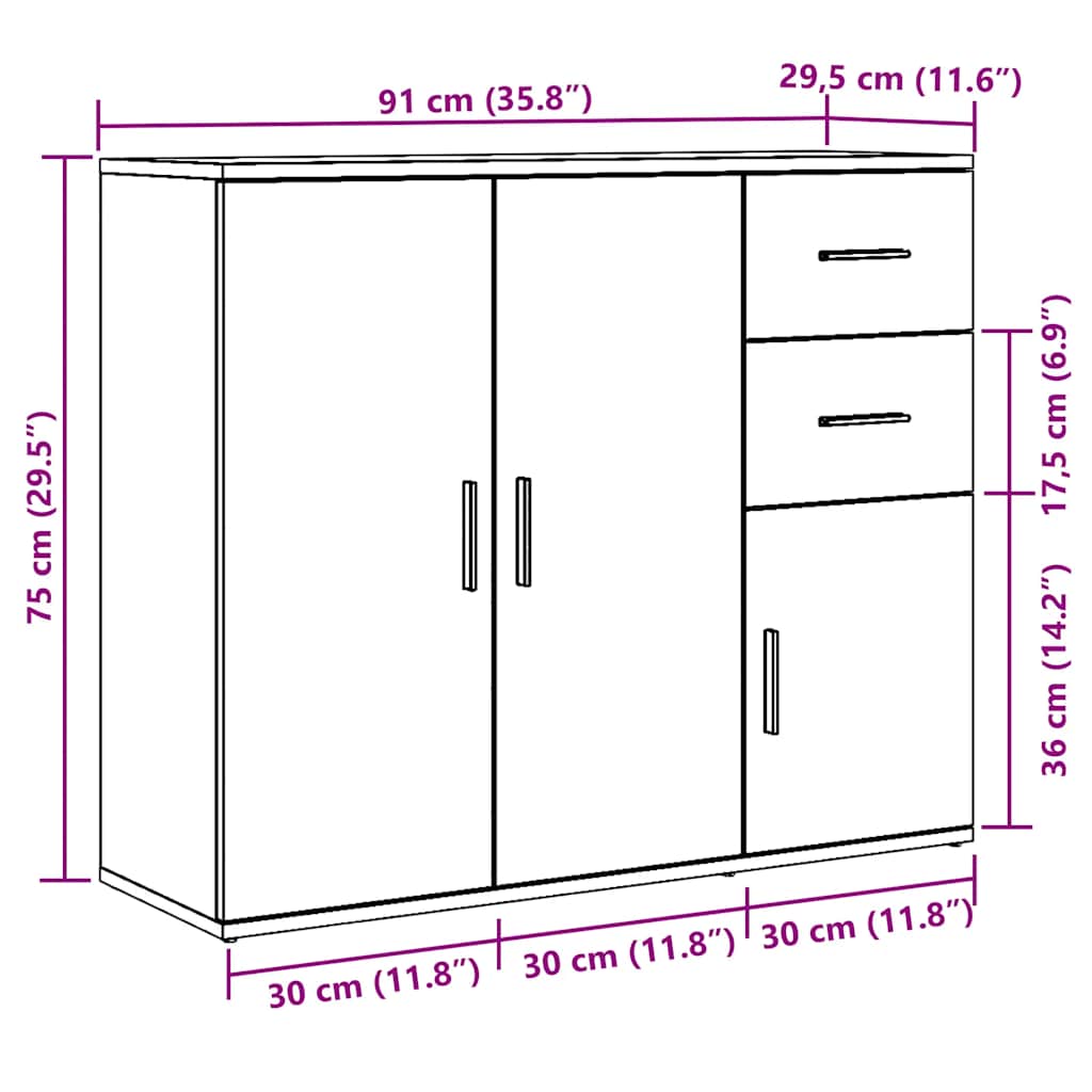 skænk 91x29,5x75 cm konstrueret træ antikt trælook