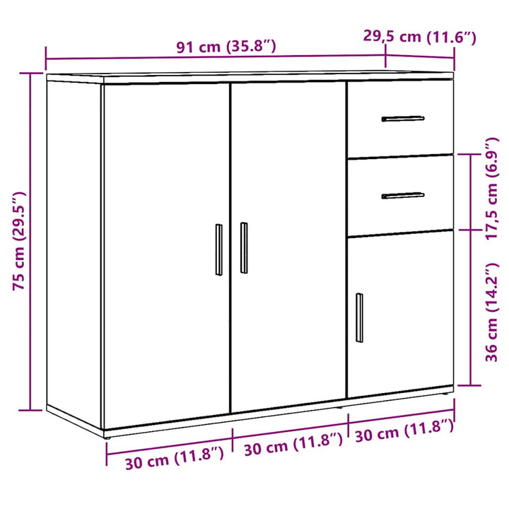 skænk 91x29,5x75 cm konstrueret træ antikt trælook