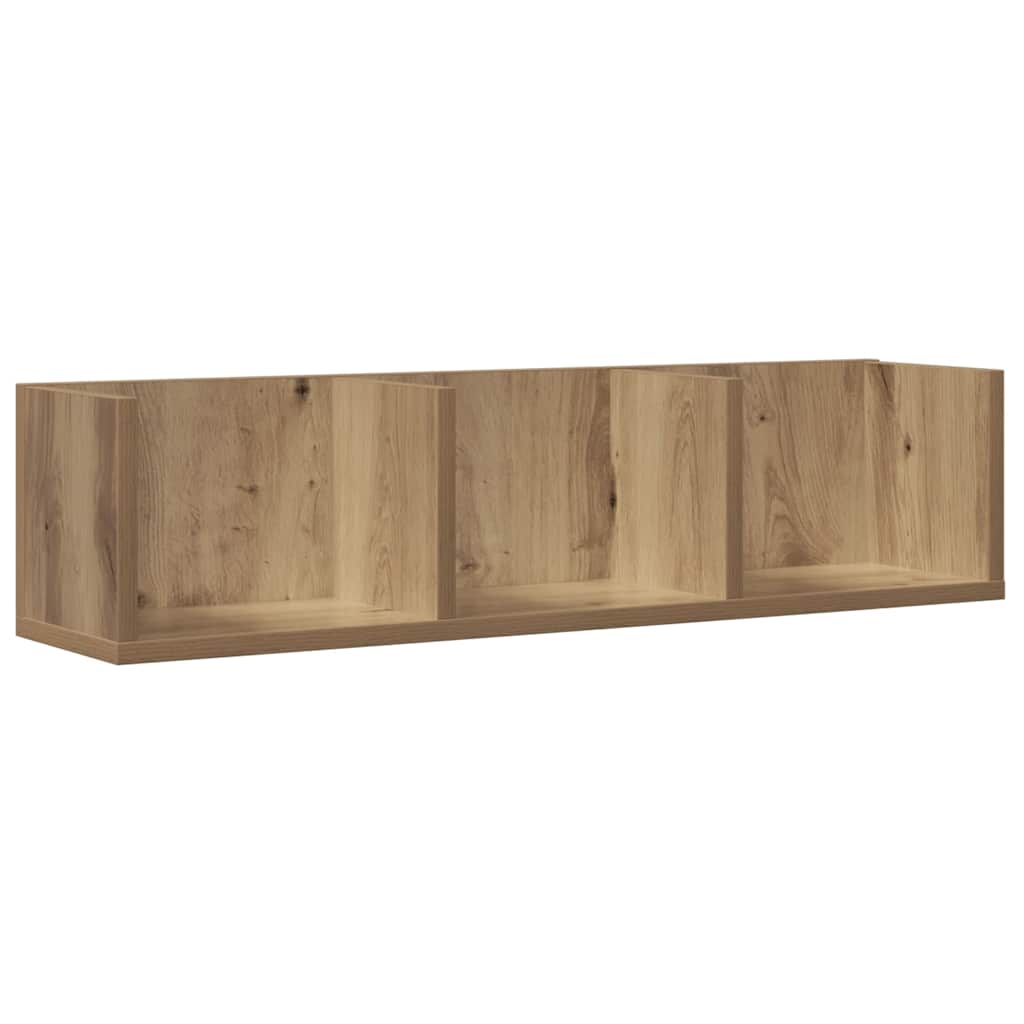væghylde til cd'er 75x18x18 cm konstrueret træ kunsteg