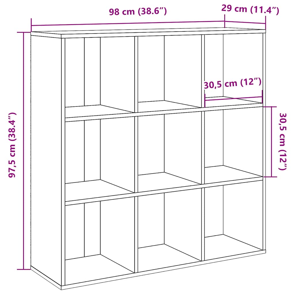 bogreol 98x29x97,5 cm kunsteg