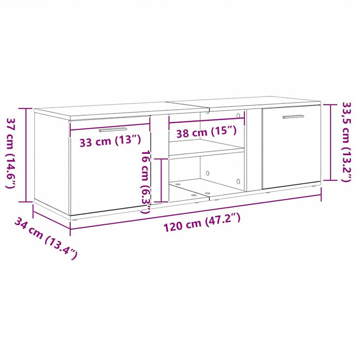 tv-bord 120x34x37 cm konstrueret træ antikt træ