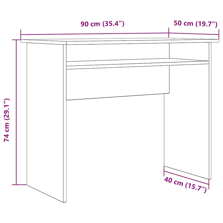 skrivebord 90x50x74 cm konstrueret træ kunsteg