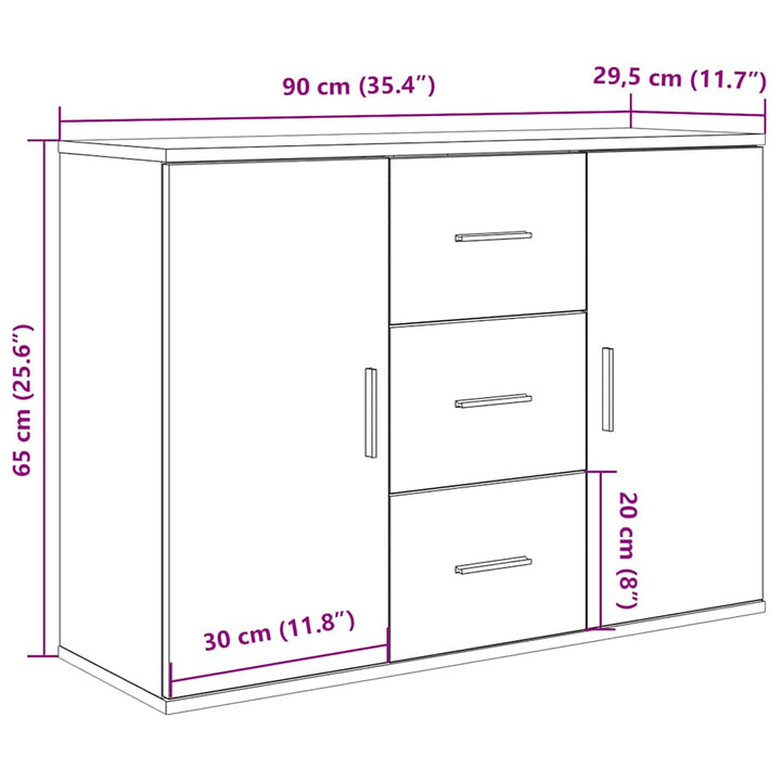 skænk 90x29,5x65 cm konstrueret træ antikt trælook