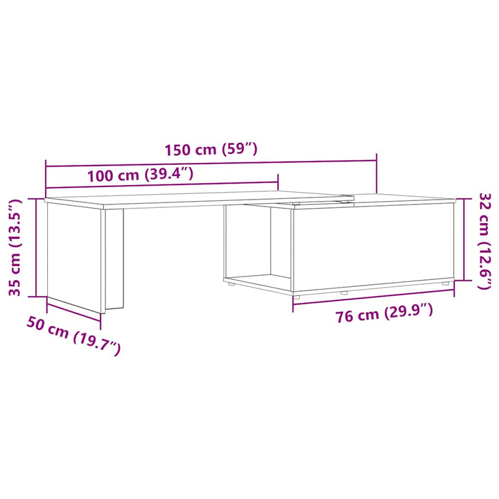 sofabord 150x50x35 cm konstrueret træ antikt træ