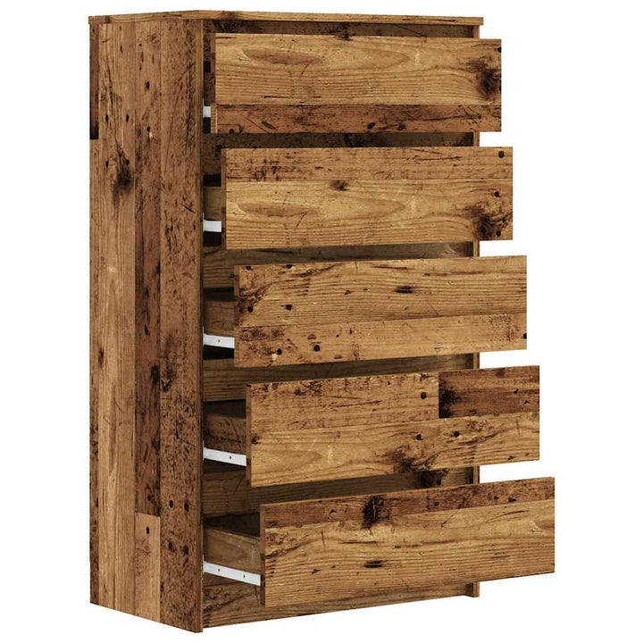 kommode 60x36x103 cm konstrueret træ antikt trælook