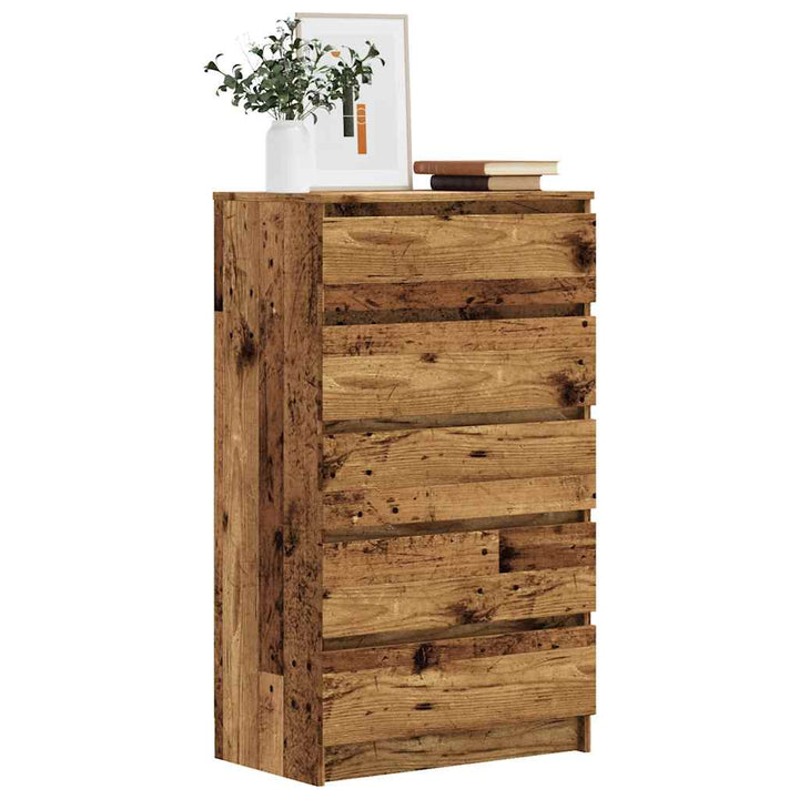 kommode 60x36x103 cm konstrueret træ antikt trælook