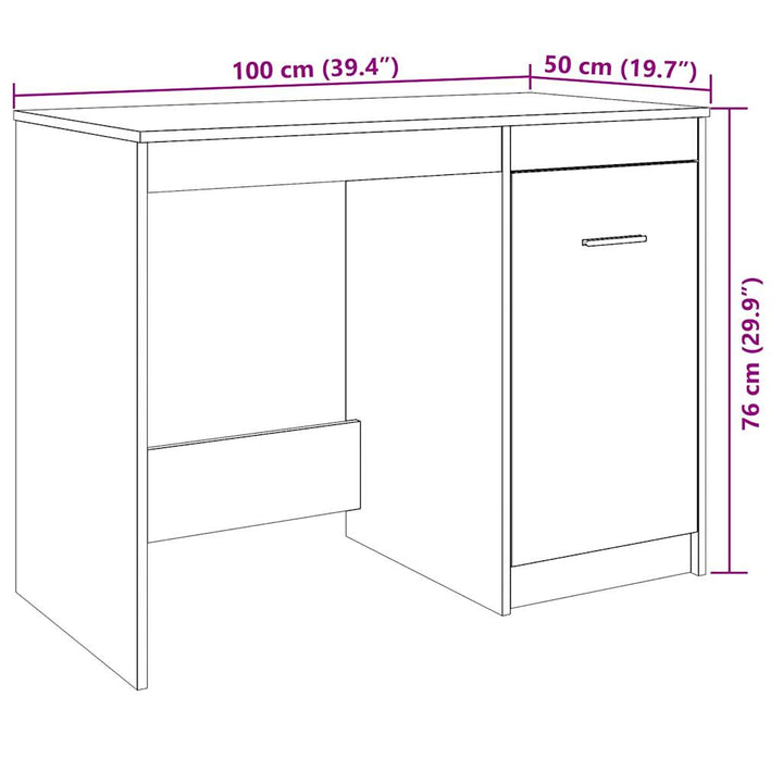 skrivebord 100x50x76 cm konstrueret træ antikt trælook