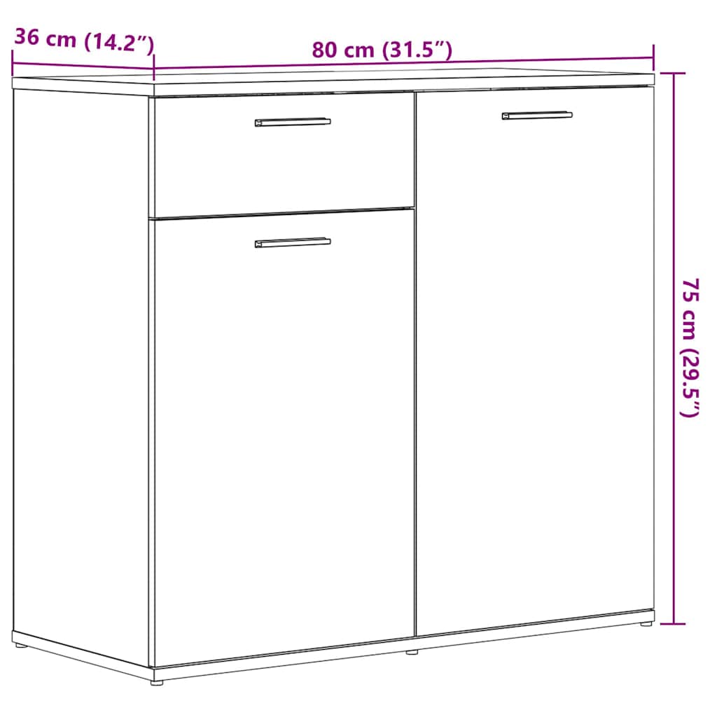 skænk 80x36x75 cm konstrueret træ antikt træ