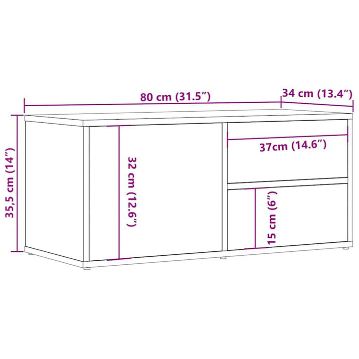 tv-bord 80x34x35,5 cm konstrueret træ antikt trælook