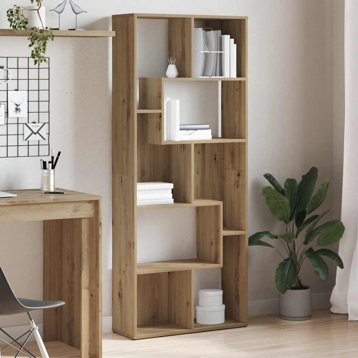 bogreol håndlavet eg 67x24x161 cm konstrueret træ
