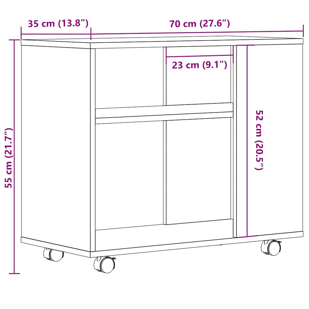 sidebord 70x35x55 cm konstrueret træ antikt træ