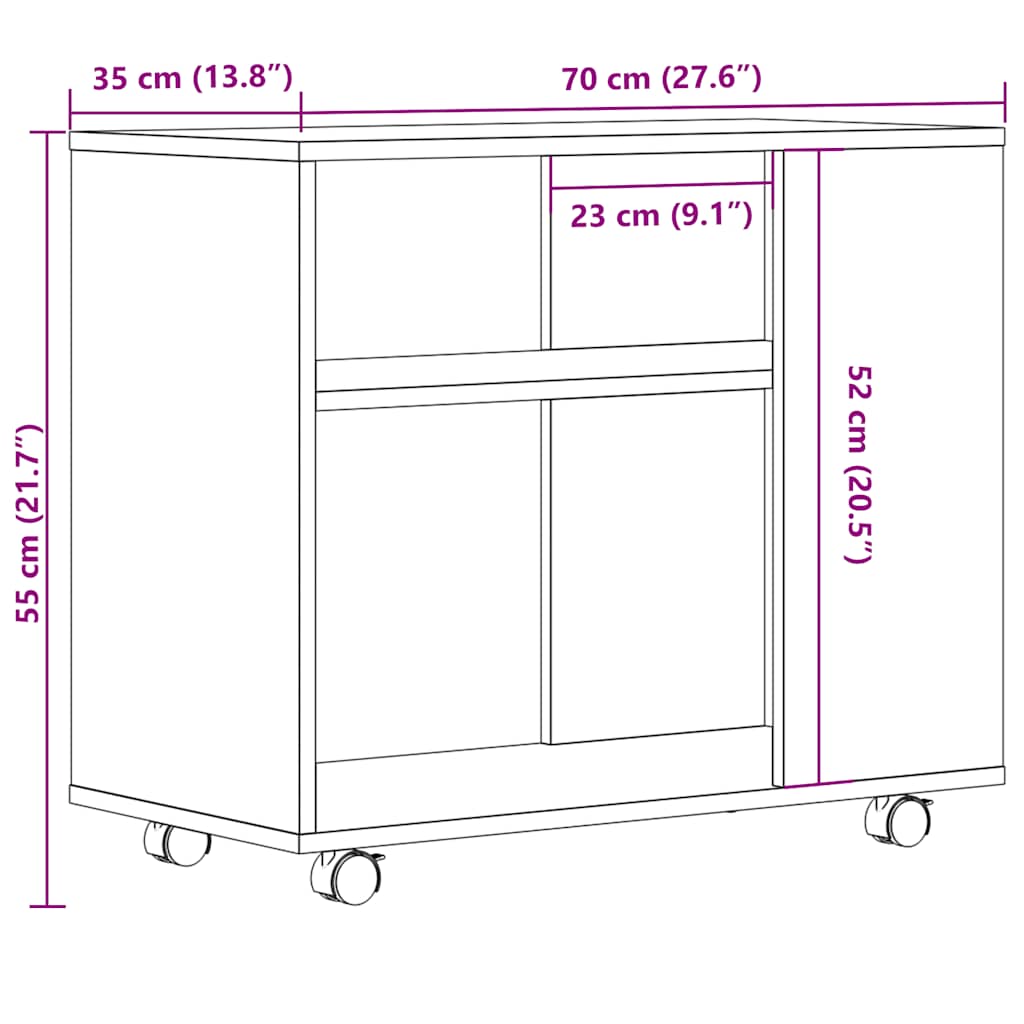 sidebord 70x35x55 cm konstrueret træ kunsteg