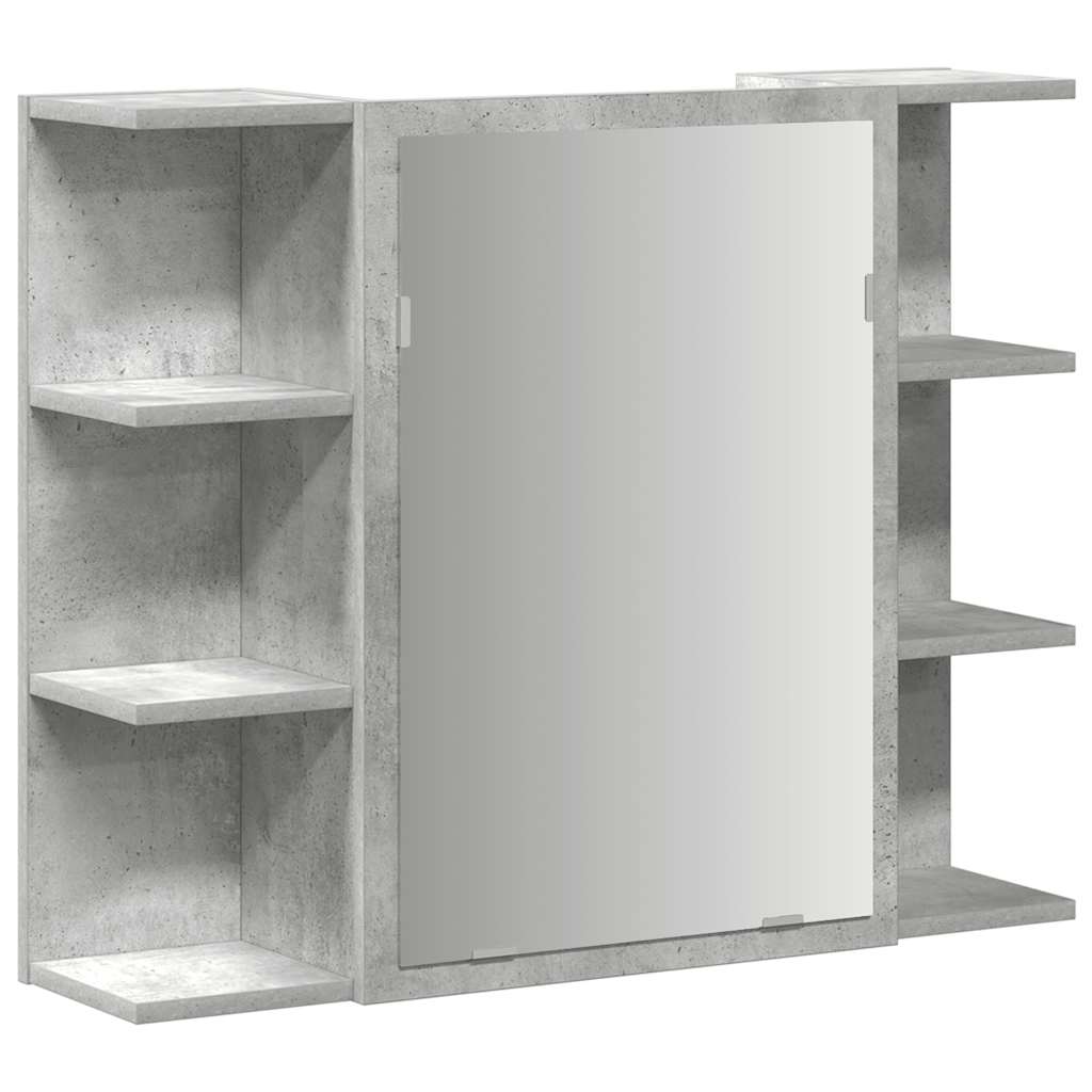 badeværelsesskab med spejl 80x20,5x64 cm spånplade betongrå