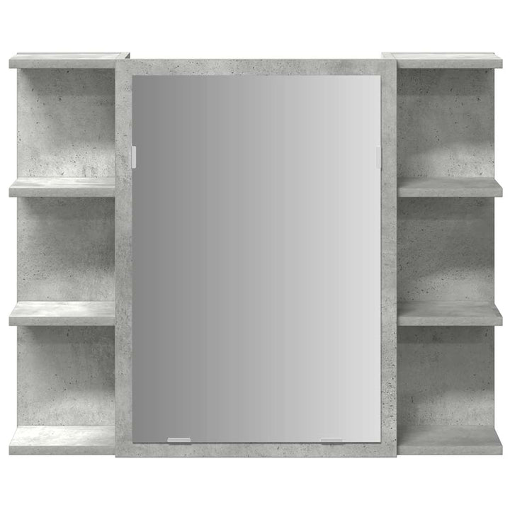 badeværelsesskab med spejl 80x20,5x64 cm spånplade betongrå