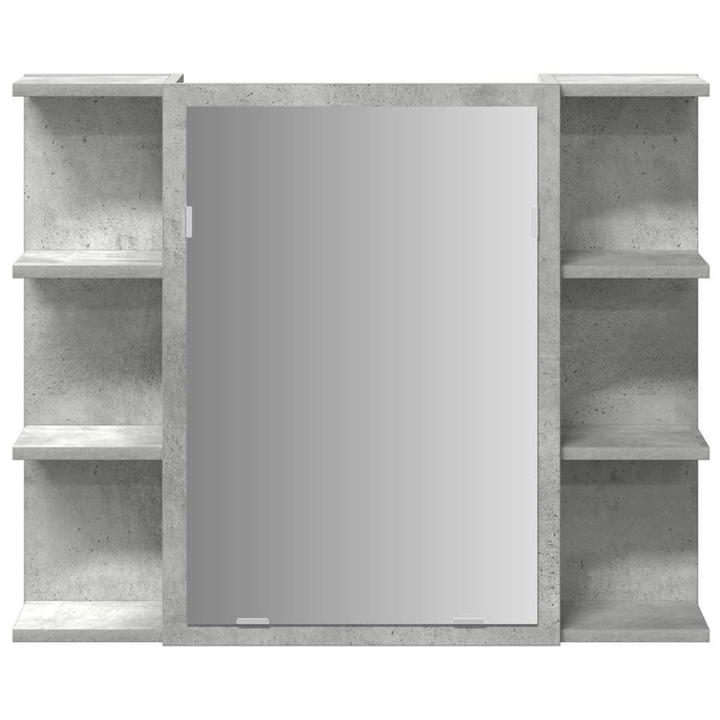 badeværelsesskab med spejl 80x20,5x64 cm spånplade betongrå