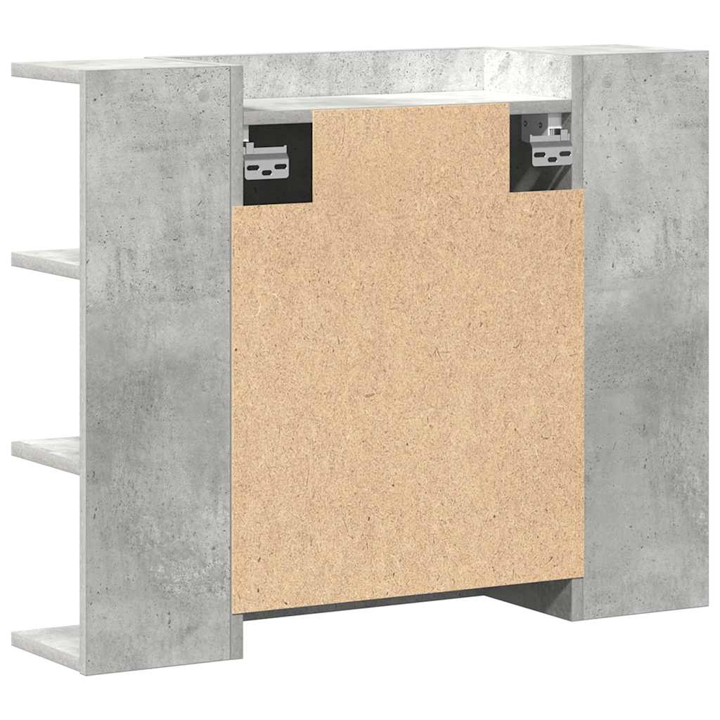 badeværelsesskab med spejl 80x20,5x64 cm spånplade betongrå