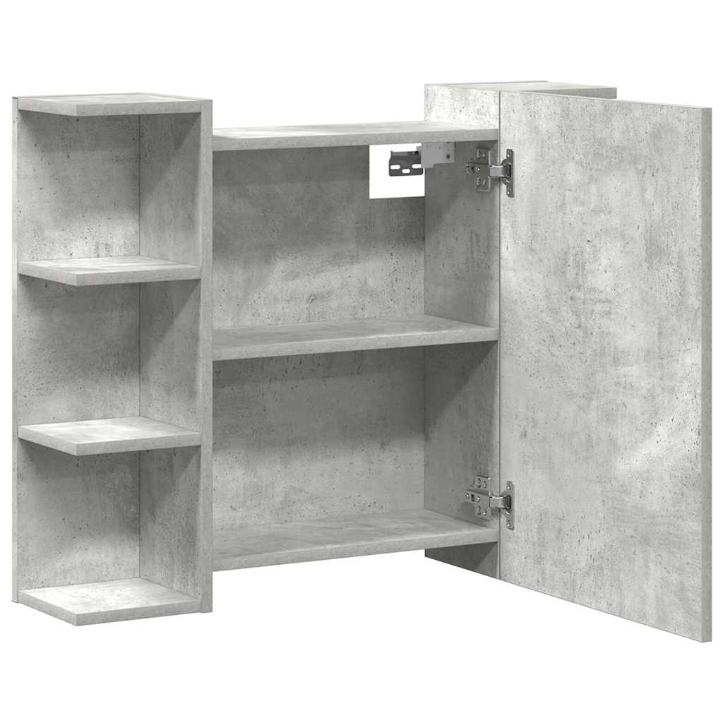 badeværelsesskab med spejl 80x20,5x64 cm spånplade betongrå