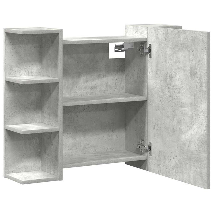 badeværelsesskab med spejl 80x20,5x64 cm spånplade betongrå
