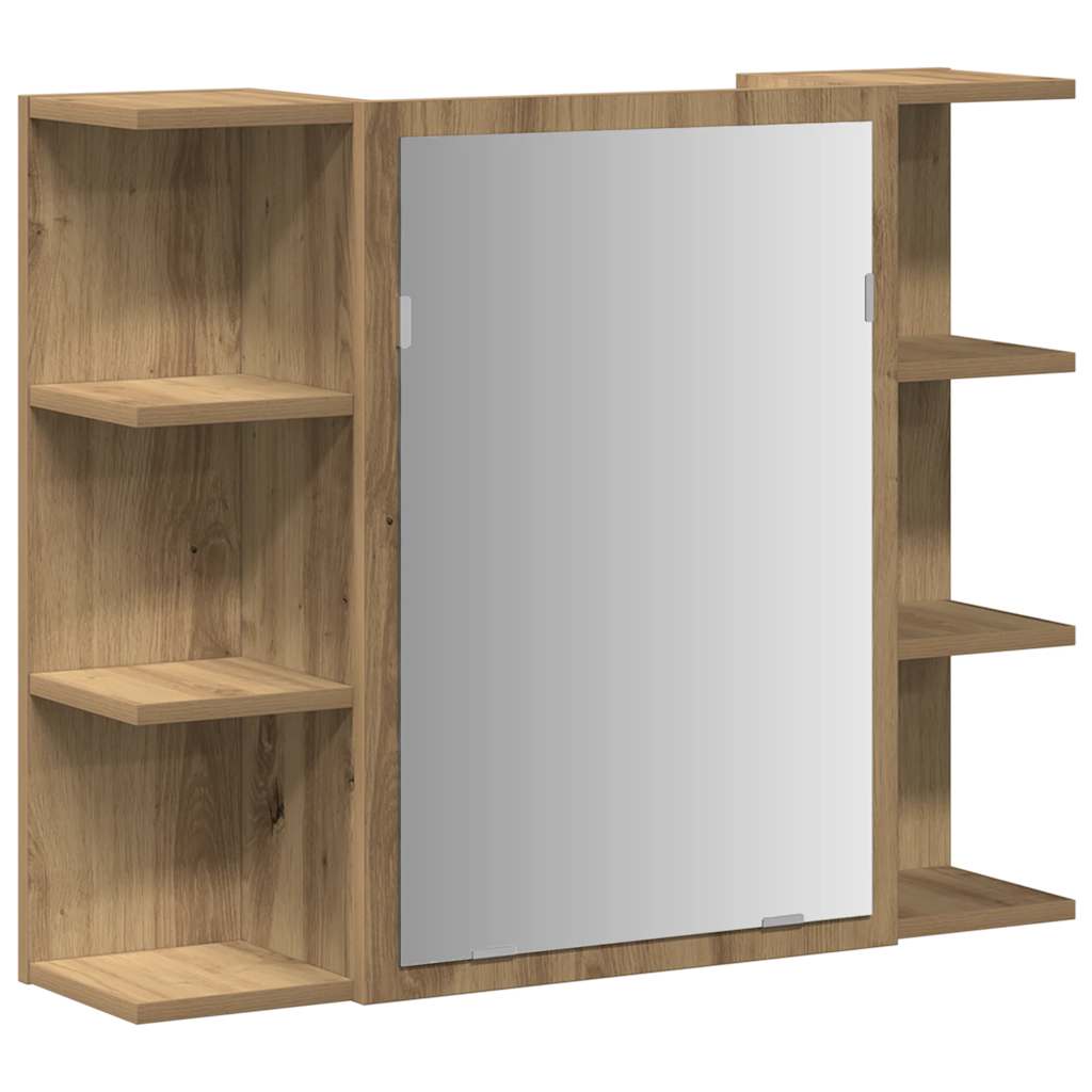 badeværelsesskab med spejl 80x20,5x64 cm konstrueret træ