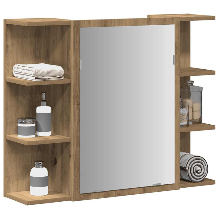 badeværelsesskab med spejl 80x20,5x64 cm konstrueret træ