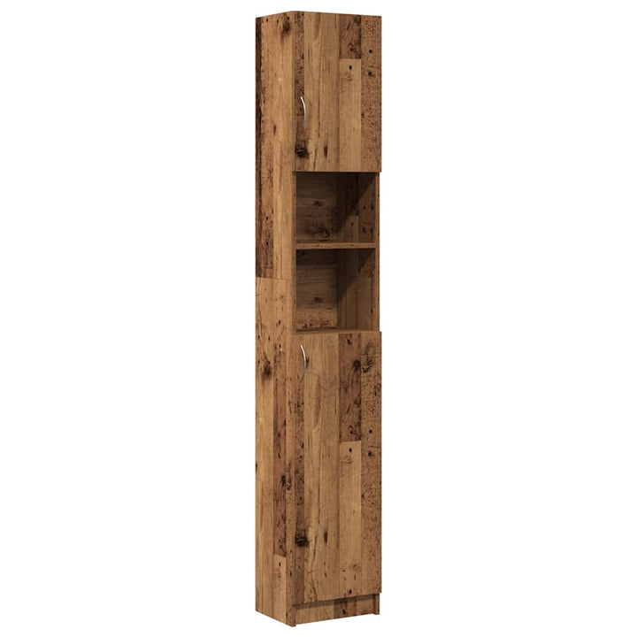 badeværelsesskab 32x25,5x190 cm konstrueret træ antikt træ