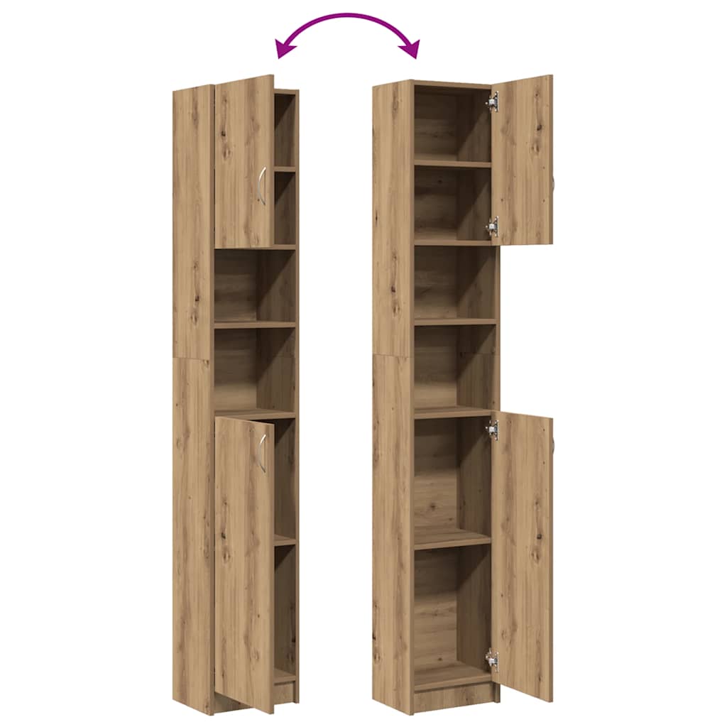 badeværelsesskab håndlavet eg 32x25,5x190 cm konstrueret træ