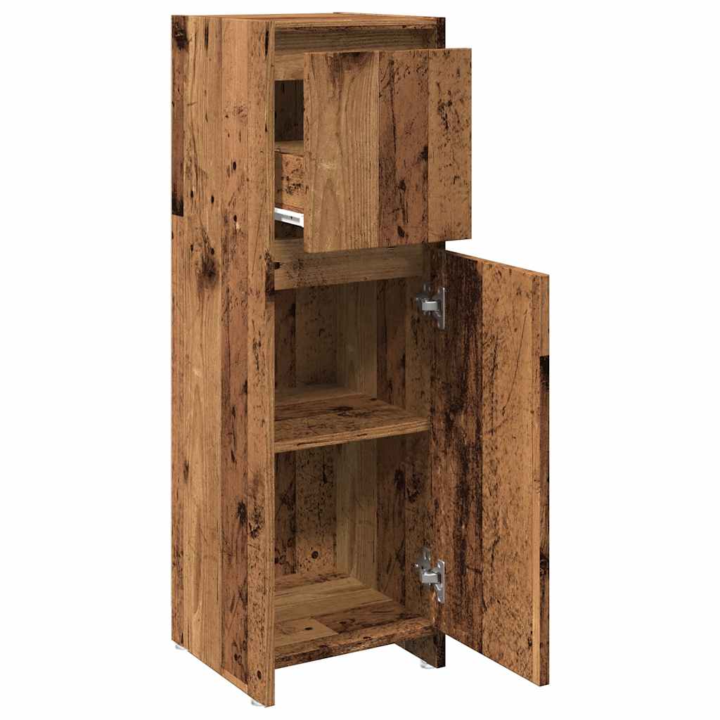 badeværelsesskab 30x30x95 cm konstrueret træ antikt træ