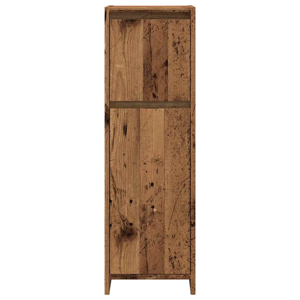 badeværelsesskab 30x30x95 cm konstrueret træ antikt træ