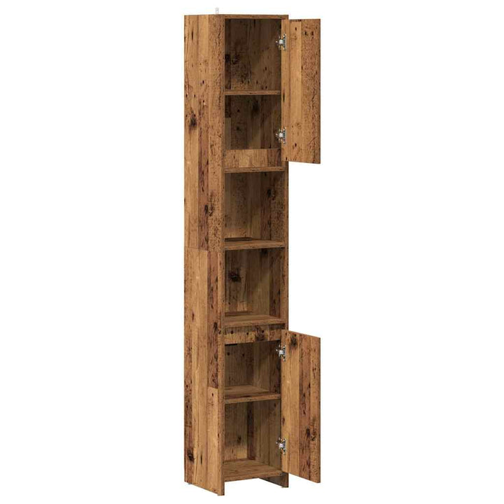 badeværelsesskab 30x30x183,5 cm konstrueret træ antikt træ