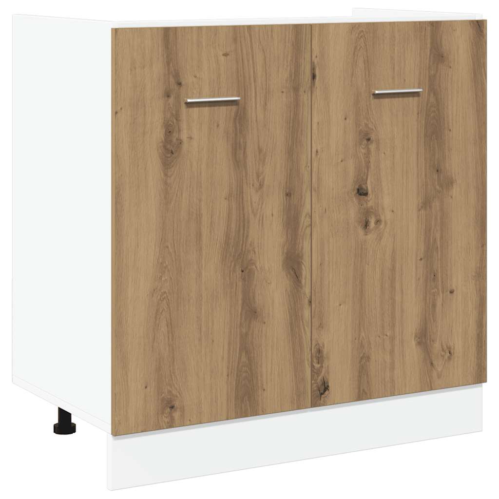 bundskab til vask "Lyon" håndlavet eg 80x46x81,5 cm konstrueret træ