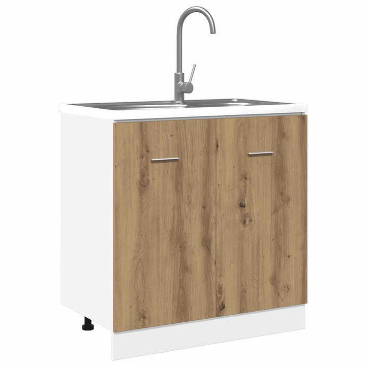 bundskab til vask "Lyon" håndlavet eg 80x46x81,5 cm konstrueret træ