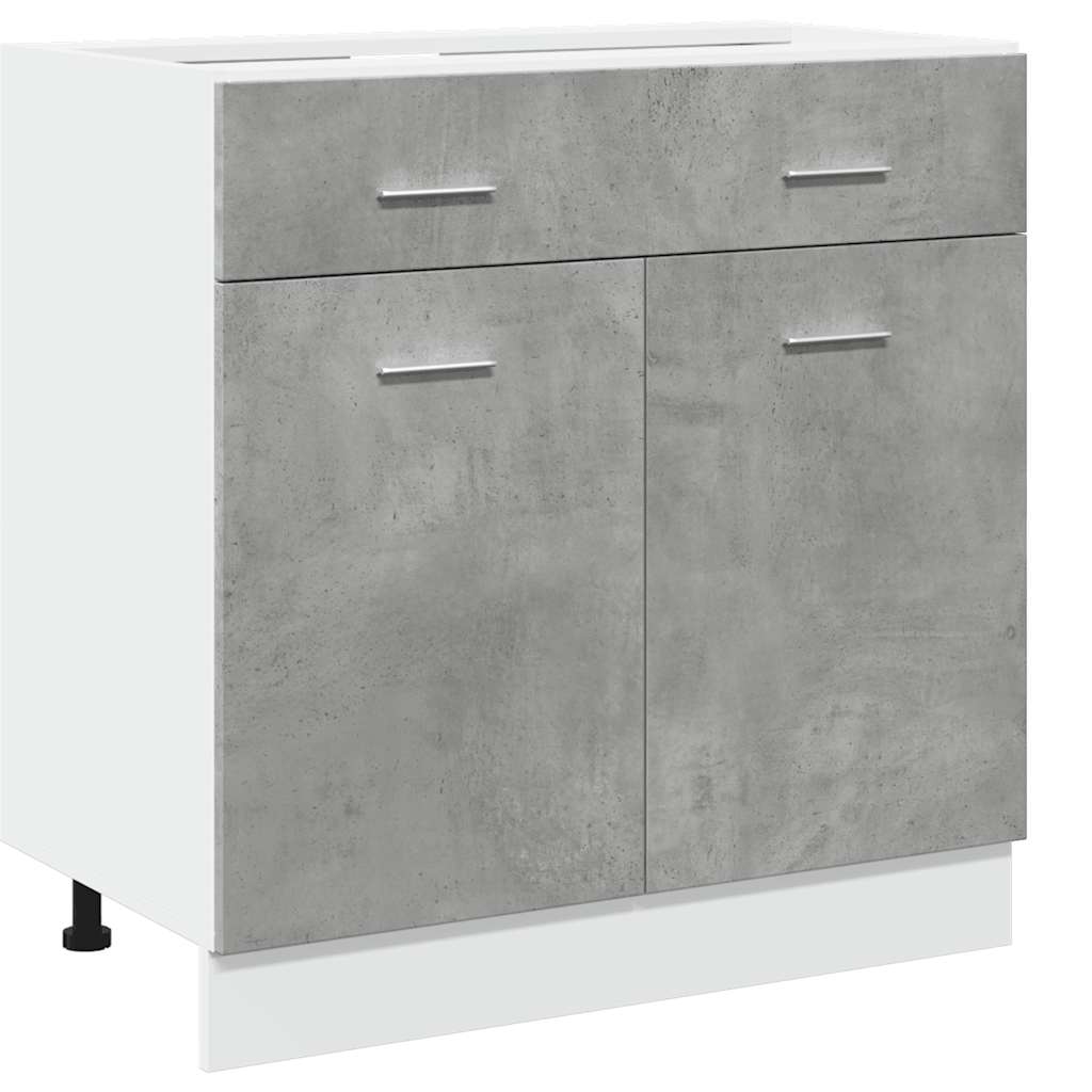 skuffebundskab "Lyon" betongrå 80x46x81,5 cm konstrueret træ