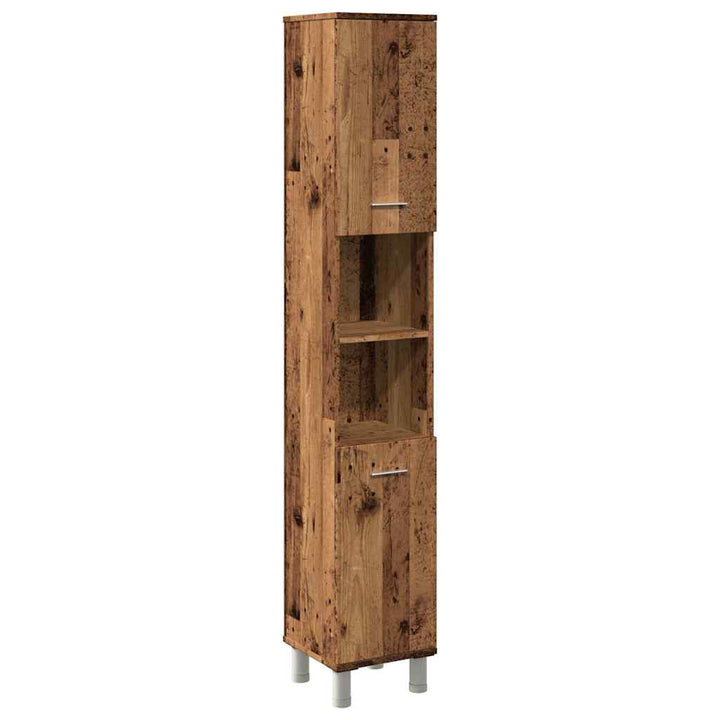 badeværelsesskab 30x30x179 cm spånplade antikt træ