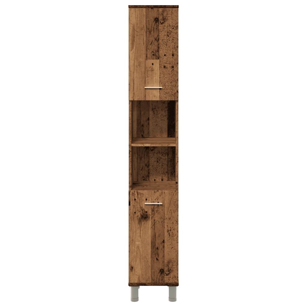 badeværelsesskab 30x30x179 cm spånplade antikt træ
