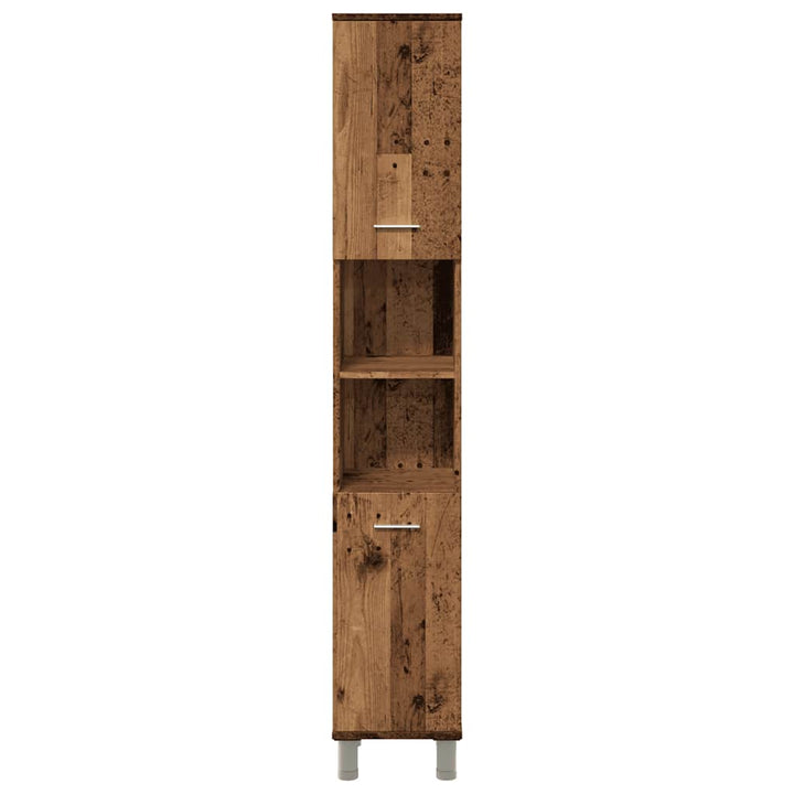 badeværelsesskab 30x30x179 cm spånplade antikt træ