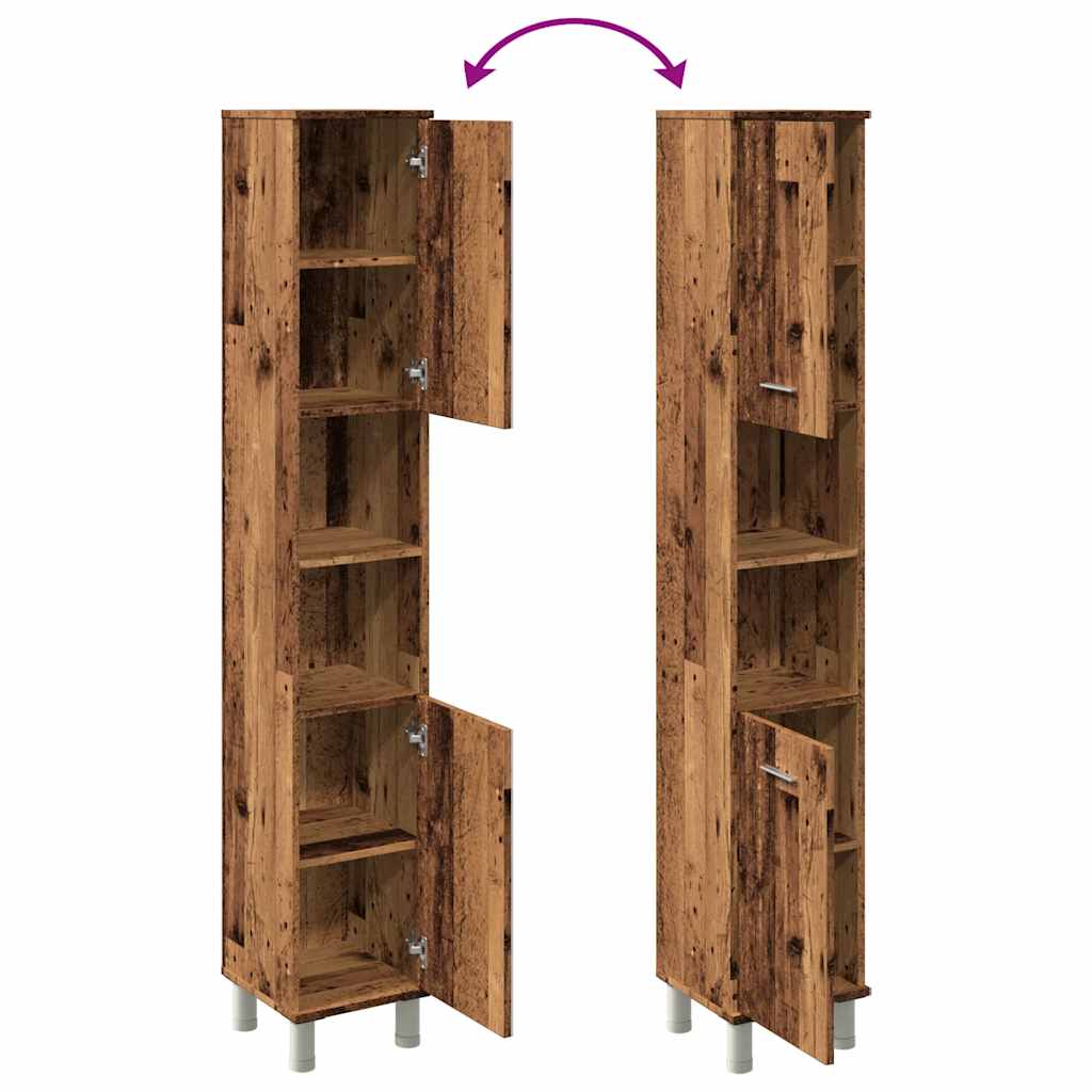 badeværelsesskab 30x30x179 cm spånplade antikt træ