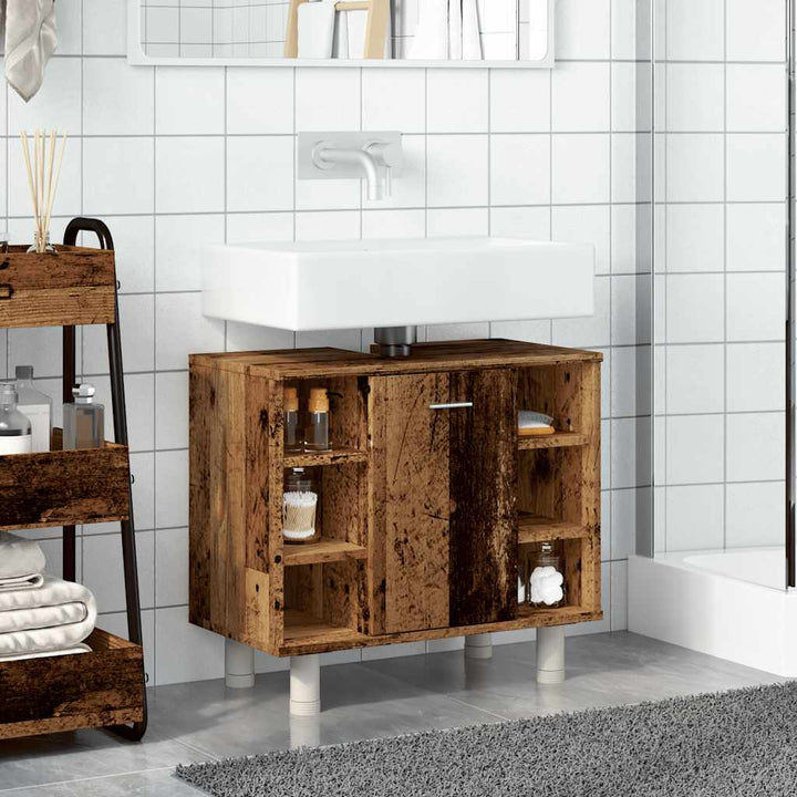 badeværelsesskab 60x32x53,5 cm spånplade gammelt træ