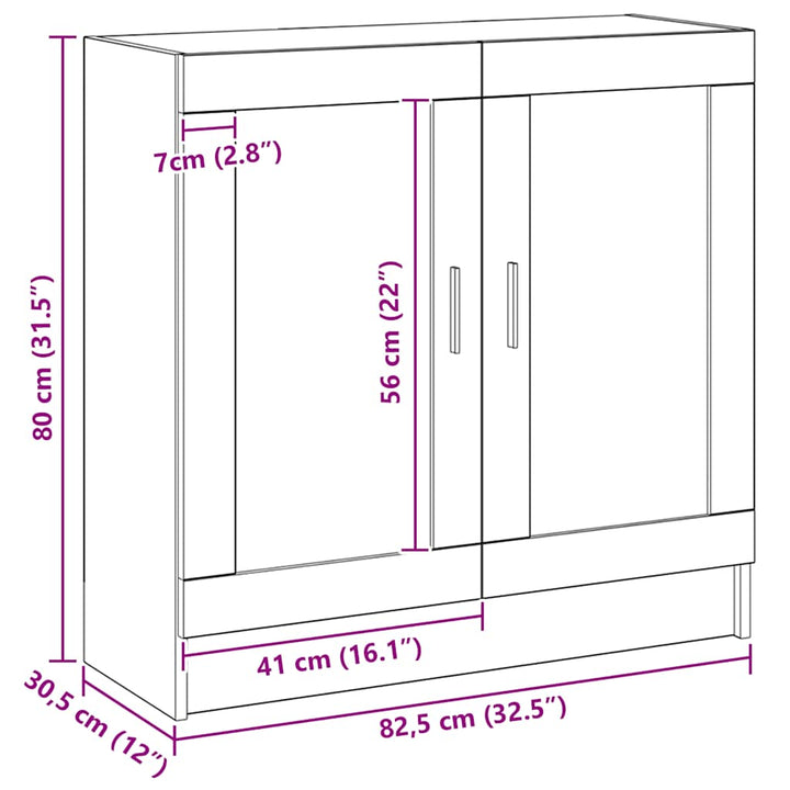 bogskab 82,5x30,5x80 cm konstrueret træ kunsteg
