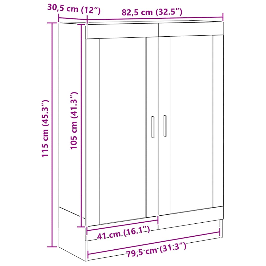 bogskab 82,5x30,5x115 cm konstrueret træ kunsteg