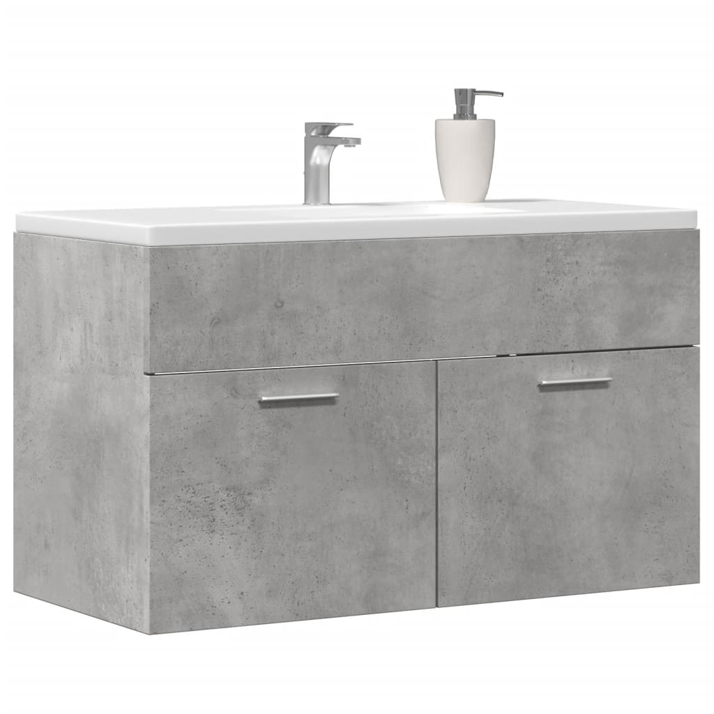 skab til håndvask 80x38,5x46 cm konstrueret træ betongrå
