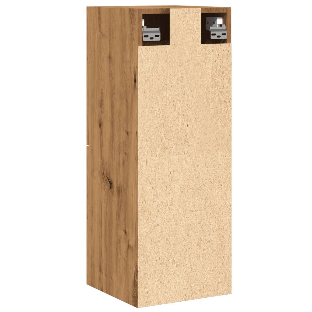 badeværelsesskab 30x30x80 cm væghængt konstrueret træ kunsteg